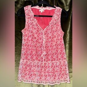 Max Studio Floral Pink/Red Sleeveless Top